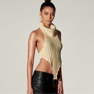 Local European Cream Cowl Neck Halter Top